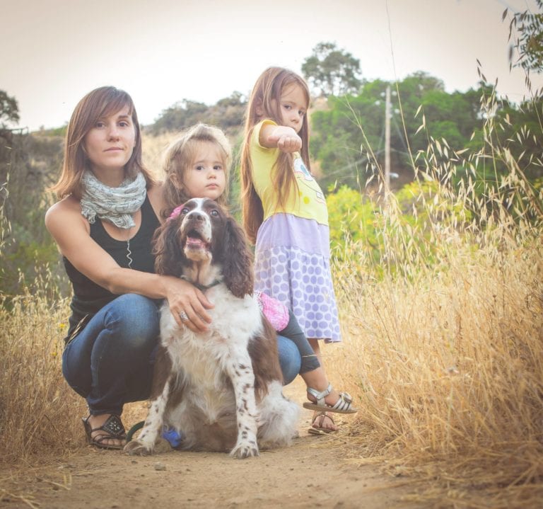Family Picture with a springer spaniel